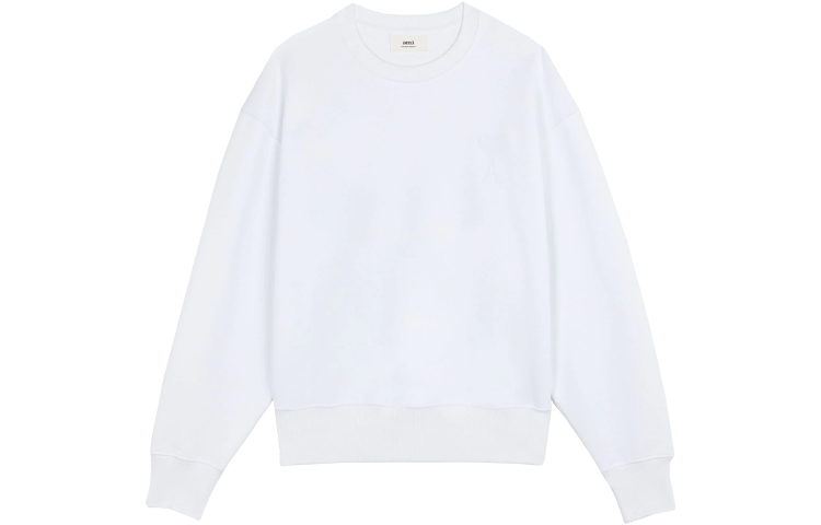 AMI PARIS FW21 De Coeur Logo Embroidered White Crewneck Sweatshirt A21HJ028747-100