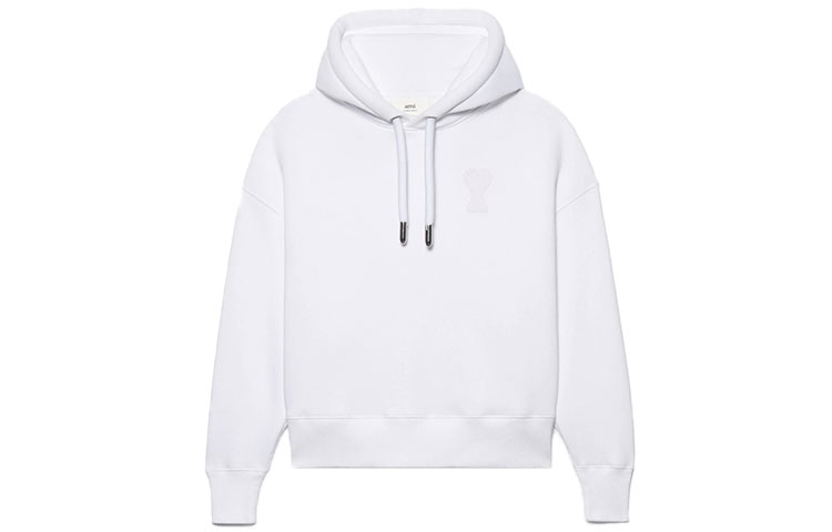 AMI PARIS FW21 De Coeur Patch Hoodie Unisex White H21FJ067-749100