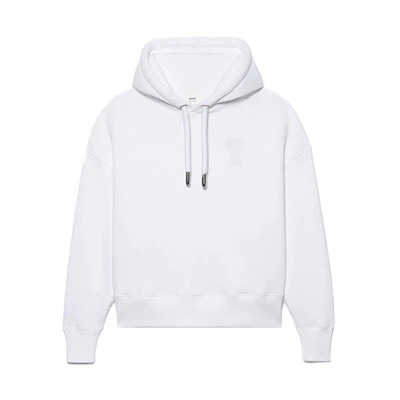 AMI PARIS FW21 De Coeur Patch Hoodie Unisex White H21FJ067-749100