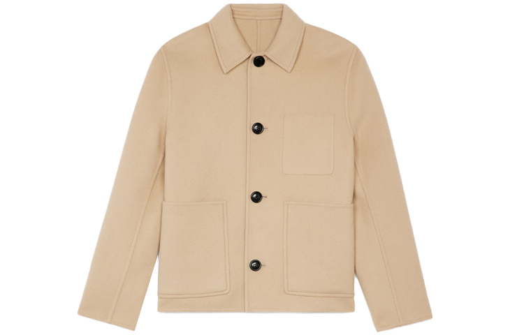 AMI PARIS FW21 Double-Faced Pocket Blazer Jacket - Champagne Color A21HM007-251265