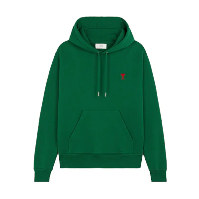 AMI PARIS FW21 Embroidered Drawstring Pullover Sweatshirt Green Unisex A21HJ008730-300