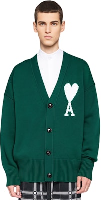 AMI Paris FW21 綠色大心標誌V領毛衣 男女適用 H21K313018-300 Details for AMI Paris FW21 綠色大心標誌V領毛衣 男女適用 H21K313018-300