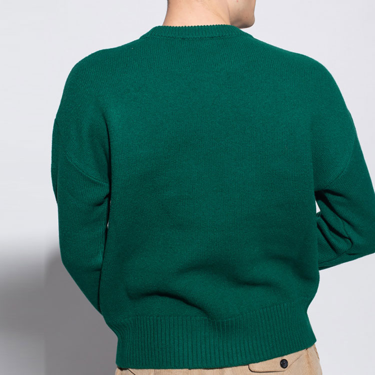 Details for AMI PARIS FW21 Sweater Uniseks Logo Hati Besar Hijau Bulu Halus H21K019018-300