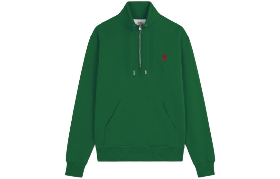 AMI PARIS FW21 Green Hoodie with Heart Logo for Men A21HJ009-730300