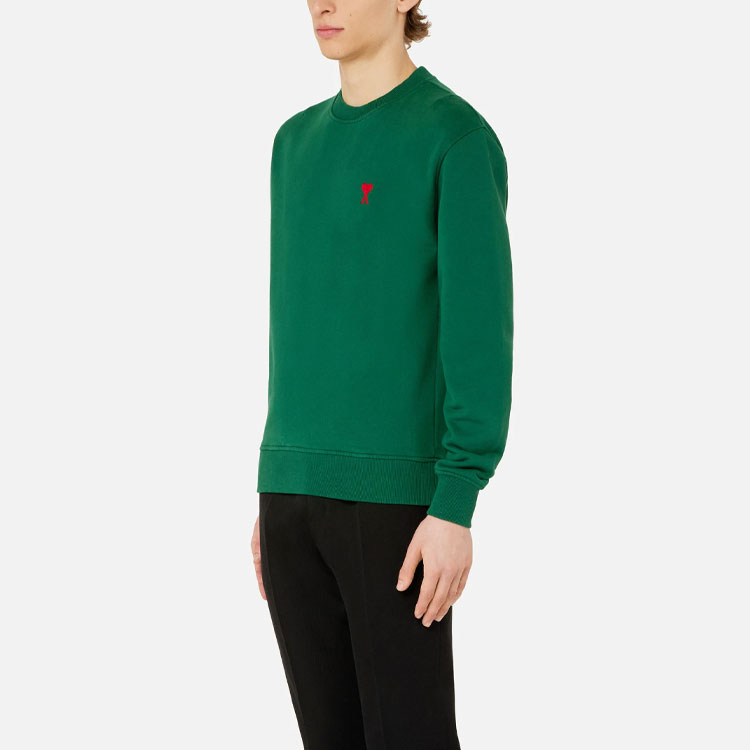 AMI PARIS FW21 Green Organic Cotton Crewneck Sweatshirt with Heart Logo. A21HJ007730-300 圖 5