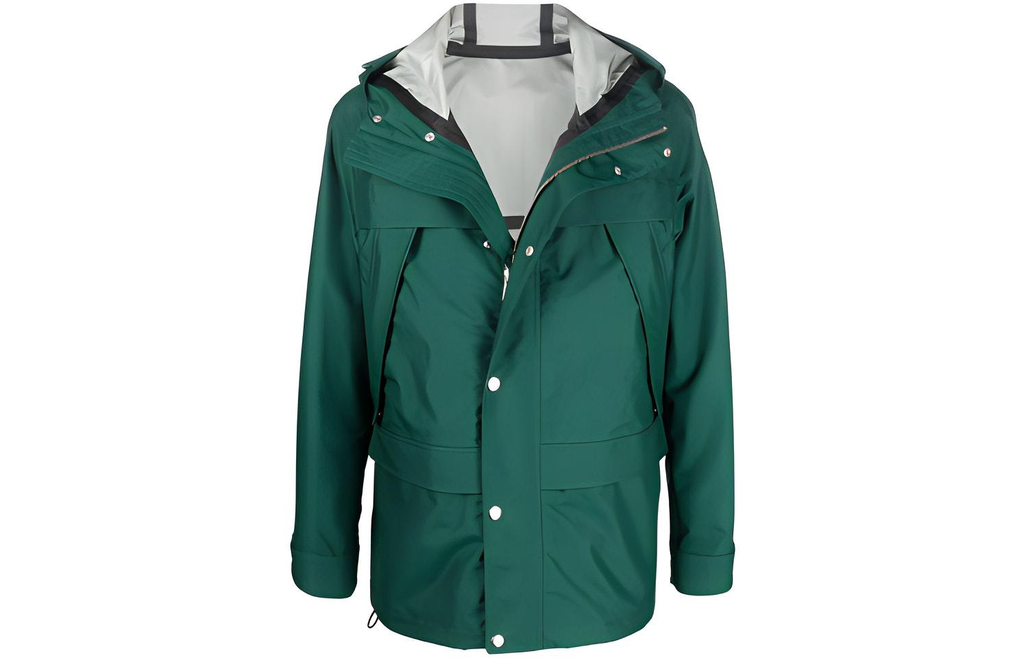 AMI PARIS FW21 Green Waterproof Zip-Up Hoodie Jacket A21OW102-262300
