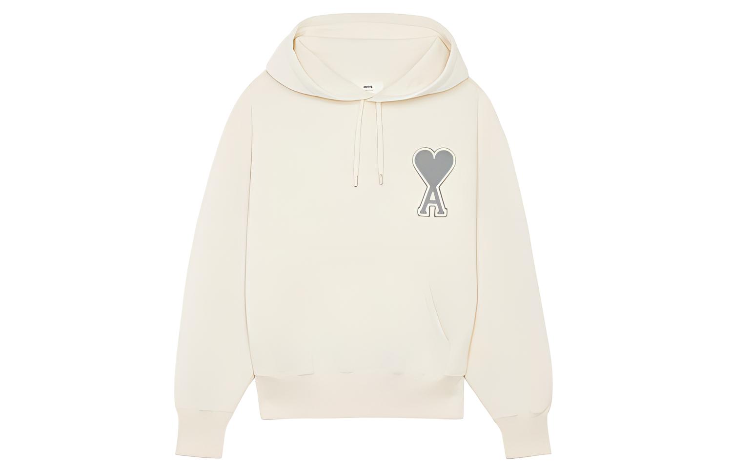 AMI PARIS FW21 Heart Embroidered Hoodie Off-White SPEE21HJ061747-150