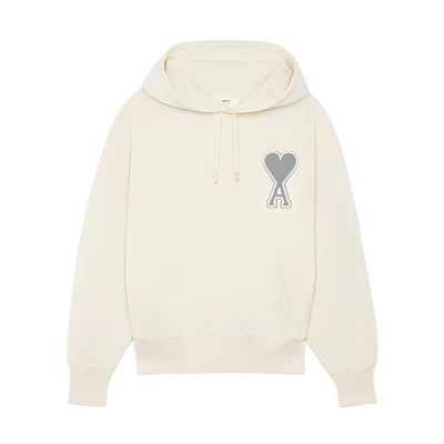 AMI PARIS FW21 Heart Embroidered Hoodie Off-White SPEE21HJ061747-150