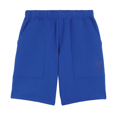 AMI Paris FW21 Heart Logo Chain Embroidered Loose Fit Shorts Men’s Navy Blue A21HJ328747-490