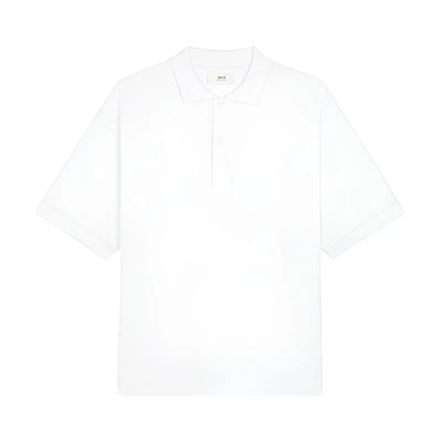 AMI Paris FW21 Heart Logo Cotton Polo Shirt Men’s White A21HJ205763-100