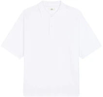 Order AMI Paris FW21 心形標誌白色純棉男款 POLO 衫 A21HJ205763-100