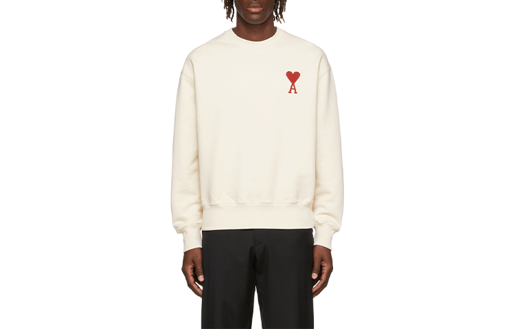AMI PARIS FW21 Heart Logo Embroidered Pullover Sweatshirt White () SPEH21HJ034747-100