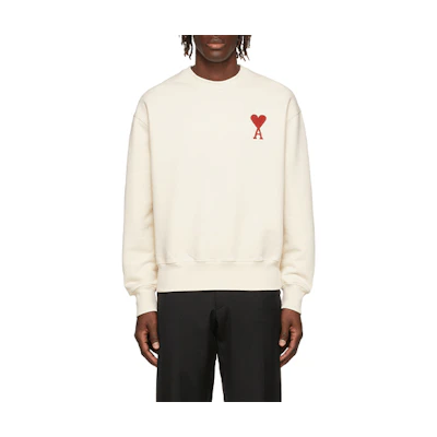 AMI PARIS FW21 Heart Logo Embroidered Pullover Sweatshirt White () SPEH21HJ034747-100