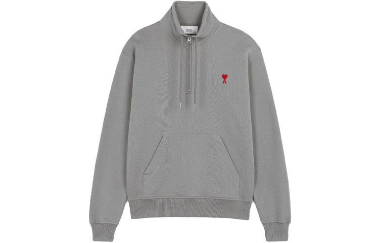 AMI Paris FW21 Heart Logo Grey Zip-Up Sweatshirt Menswear A21HJ009-730055 圖 2