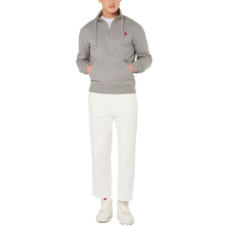 AMI Paris FW21 Heart Logo Grey Zip-Up Sweatshirt Menswear A21HJ009-730055 圖 3