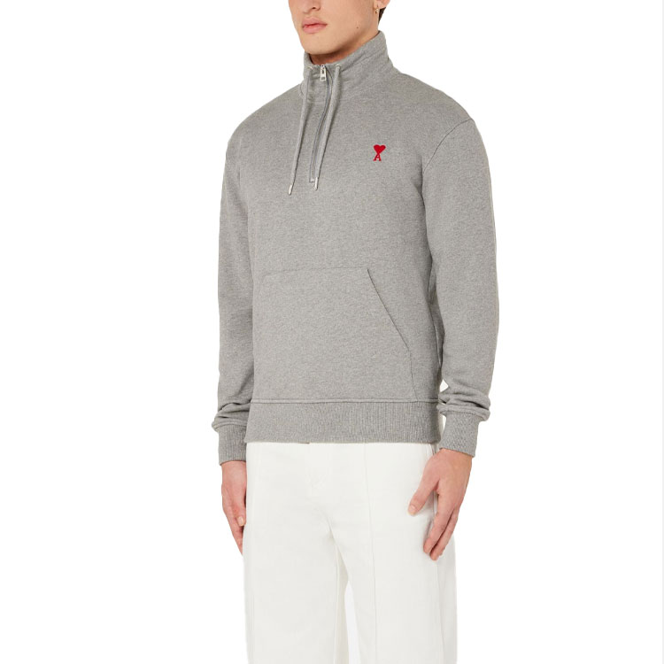 AMI Paris FW21 Heart Logo Grey Zip-Up Sweatshirt Menswear A21HJ009-730055 圖 5
