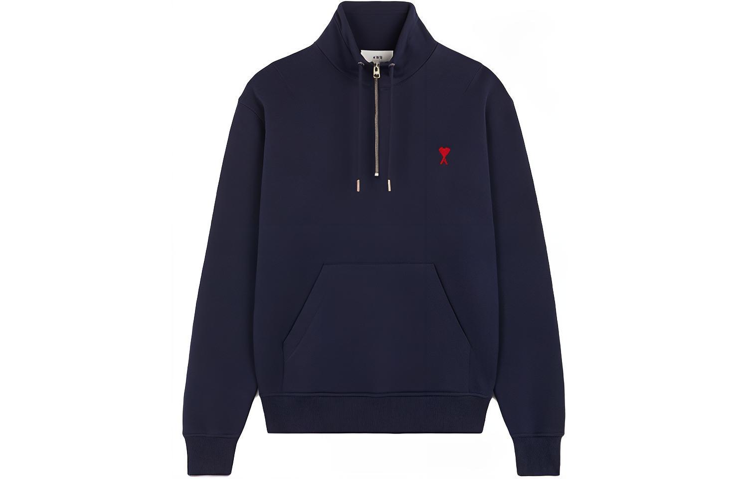 AMI PARIS FW21 Heart Logo Zip-Up Jacket Blue A21HJ009-730410