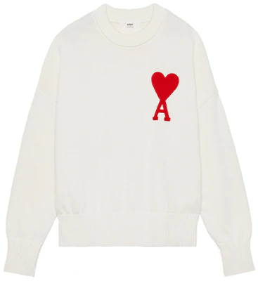 AMI巴黎 FW21 心形红标羊毛圆领毛衣 男女款 白色 A21HK009016-100 Buy AMI巴黎 FW21 心形红标羊毛圆领毛衣 男女款 白色 A21HK009016-100