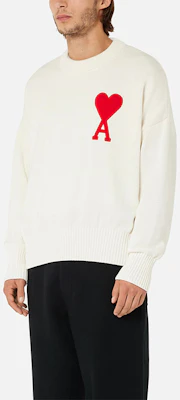 AMI巴黎 FW21 心形红标羊毛圆领毛衣 男女款 白色 A21HK009016-100 Purchase AMI巴黎 FW21 心形红标羊毛圆领毛衣 男女款 白色 A21HK009016-100