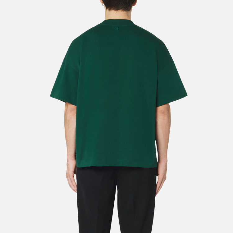 Shop AMI PARIS 2021冬季限定金心标志绿T恤 男款. UTS017-701300