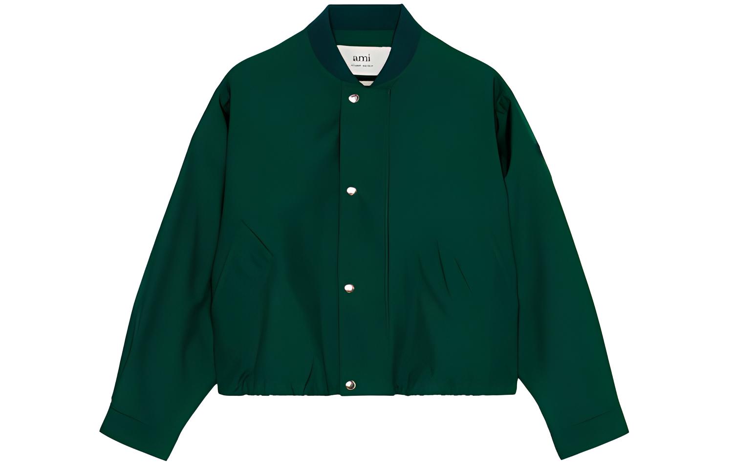 AMI PARIS FW21 Logo Elastic Waist Bomber Jacket Men’s Green A21OW062-262300