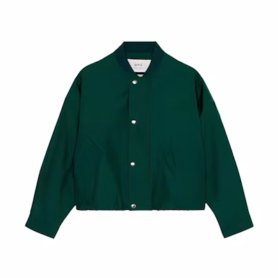 AMI PARIS FW21 Logo Elastic Waist Bomber Jacket Men’s Green A21OW062-262300