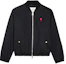 Buy AMI PARIS FW21 Logo Embroidered Black Bomber Jacket Autumn Edition A21HOW023248-001