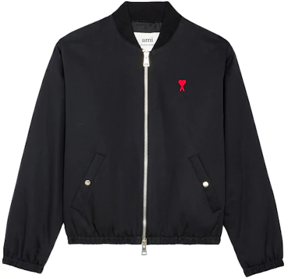 AMI PARIS FW21 Logo Embroidered Black Bomber Jacket Autumn Edition A21HOW023248-001 Order AMI PARIS FW21 Logo Embroidered Black Bomber Jacket Autumn Edition A21HOW023248-001