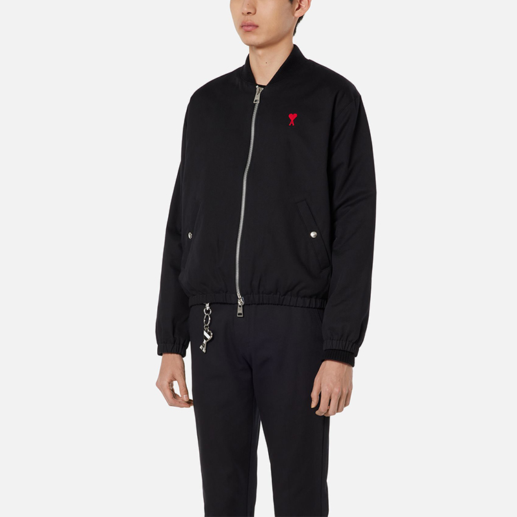 AMI PARIS FW21 Logo Embroidered Black Bomber Jacket Autumn Edition A21HOW023248-001 圖 3