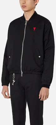 AMI PARIS FW21 Logo Embroidered Black Bomber Jacket Autumn Edition A21HOW023248-001 Lookbook AMI PARIS FW21 Logo Embroidered Black Bomber Jacket Autumn Edition A21HOW023248-001