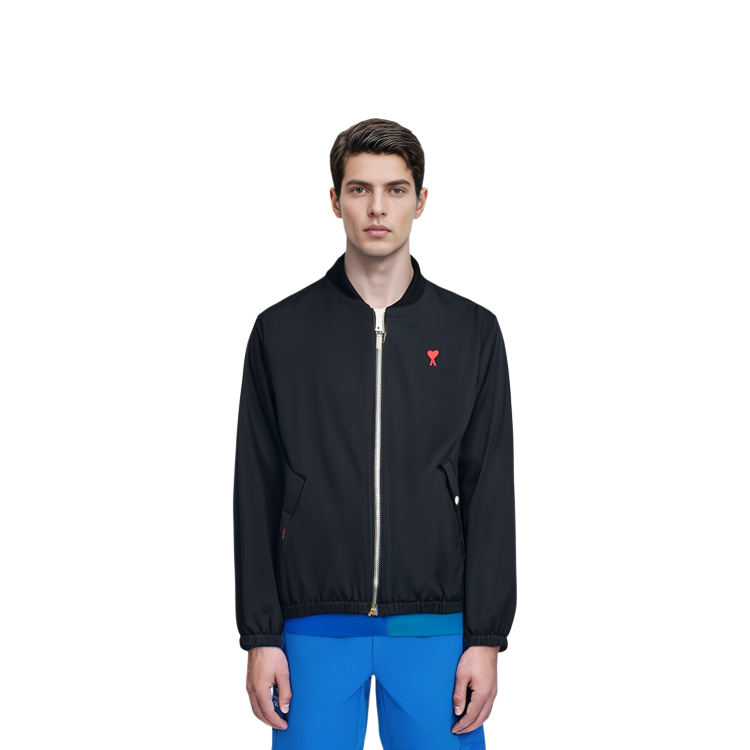 AMI PARIS FW21 Logo Embroidered Black Bomber Jacket Autumn Edition A21HOW023248-001 圖 5
