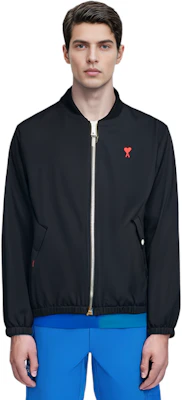 AMI PARIS FW21 Logo Embroidered Black Bomber Jacket Autumn Edition A21HOW023248-001 Purchase AMI PARIS FW21 Logo Embroidered Black Bomber Jacket Autumn Edition A21HOW023248-001