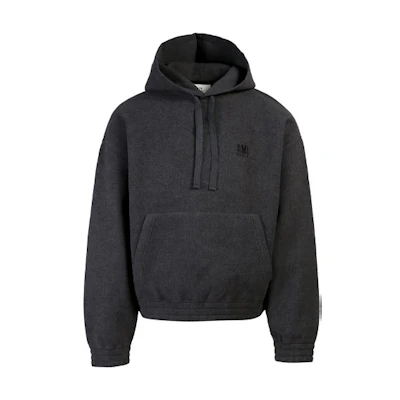 AMI PARIS FW21 Logo Embroidered Hoodie Loose Fit - Dark Gray H21HOW520750-055