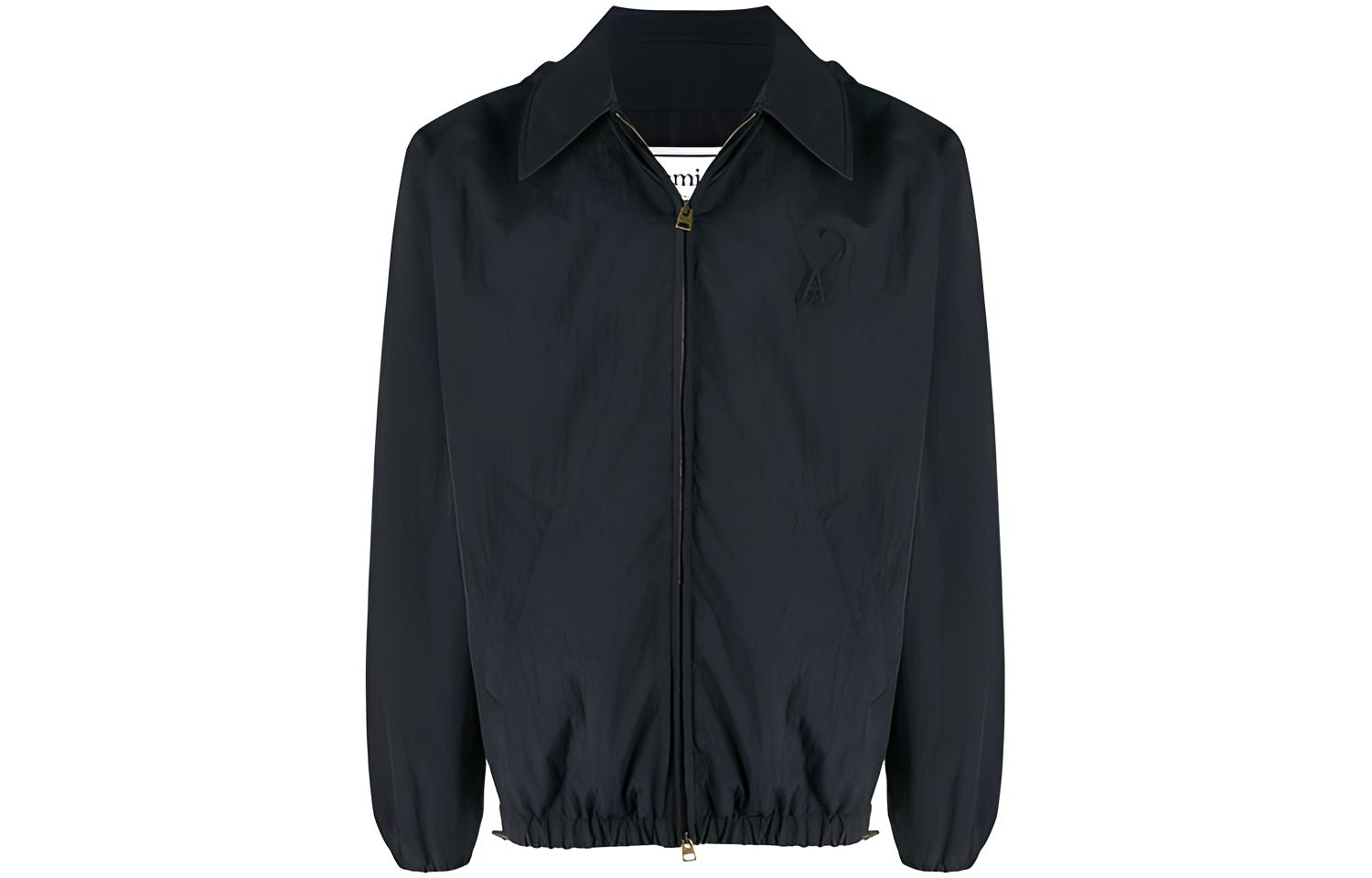 AMI PARIS FW21 Logo Heart Windbreaker Jacket Black P20HOW006219001