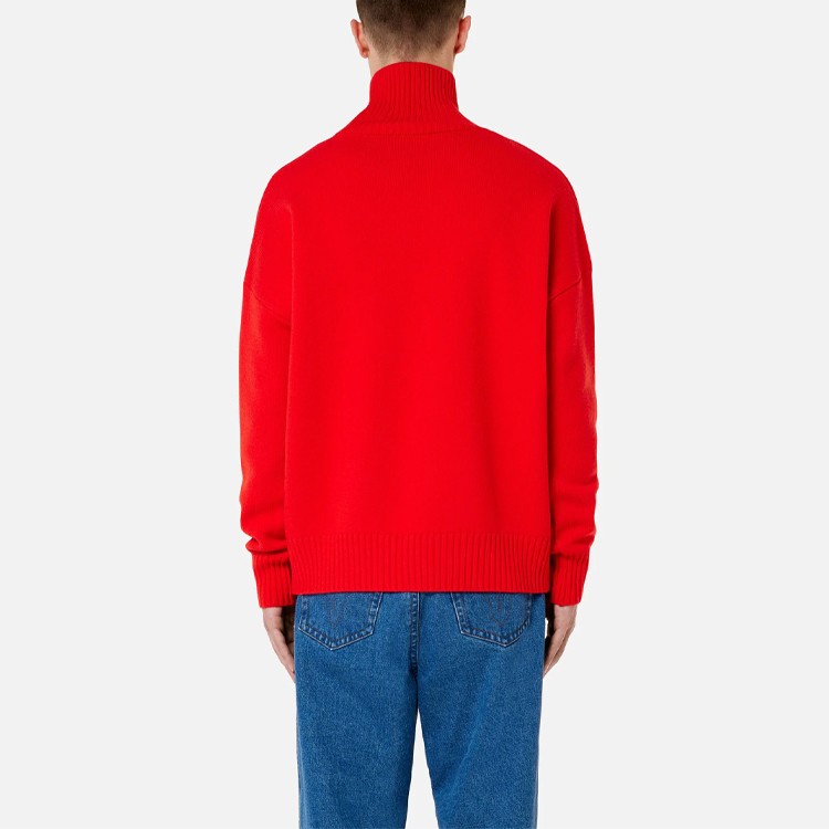 AMI Paris FW21 Logo Intarsia Knit Turtleneck Wool Sweater Red . H21K213018-600 圖 4