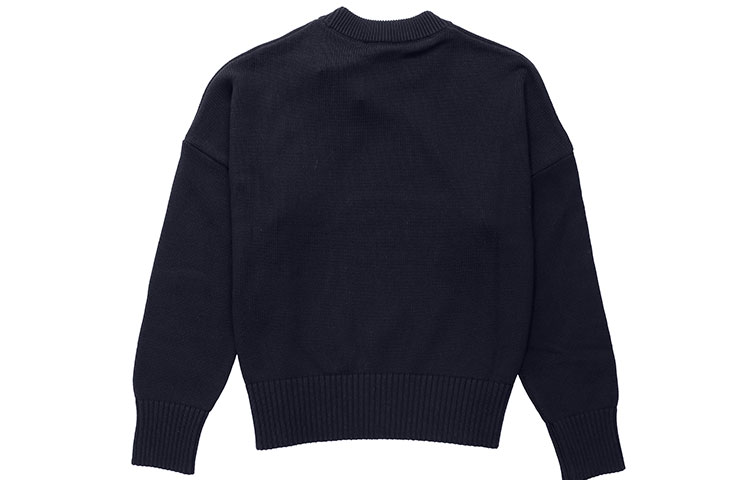 Lookbook AMI PARIS 2021秋冬系列 海军蓝大心形标志针织圆领毛衣 A21HK009016-410