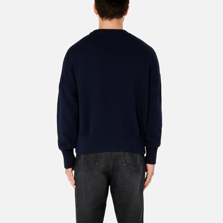 Purchase AMI PARIS 2021秋冬系列 海军蓝大心形标志针织圆领毛衣 A21HK009016-410