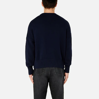 AMI PARIS 2021秋冬系列 海军蓝大心形标志针织圆领毛衣 A21HK009016-410 Purchase AMI PARIS 2021秋冬系列 海军蓝大心形标志针织圆领毛衣 A21HK009016-410