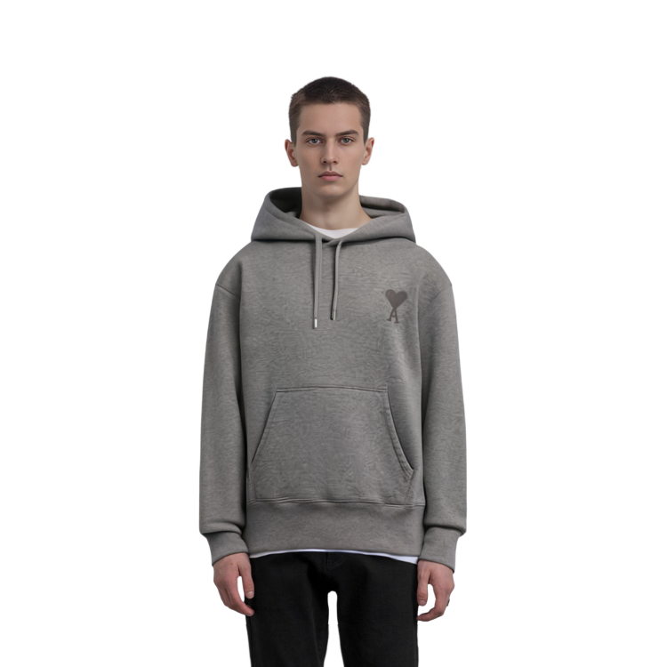 AMI PARIS FW21 Organic Cotton Fleece Heart Logo Hoodie Grey Winter  Pullover A21HJ058-747055 圖 6