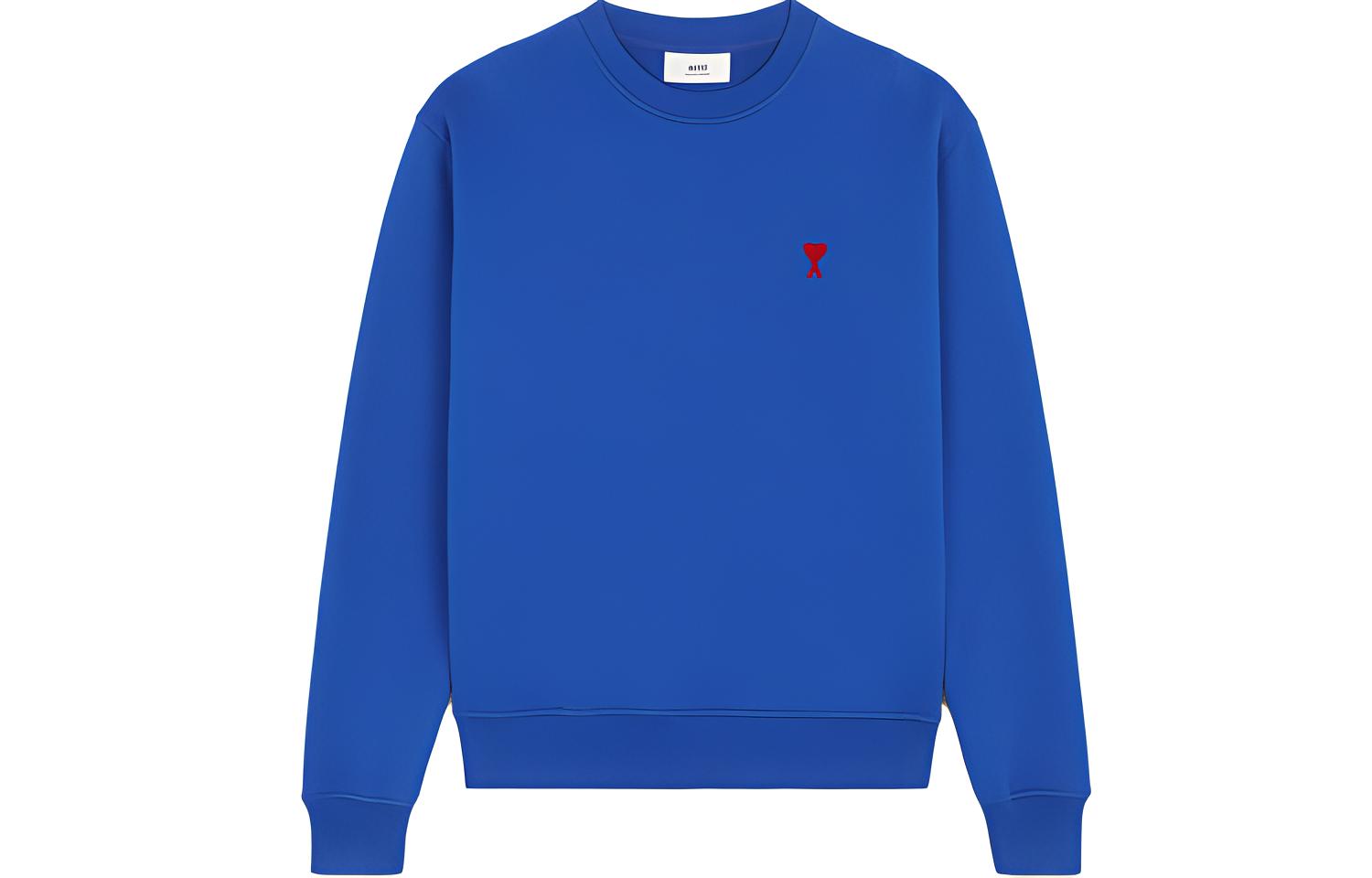 AMI PARIS FW21 Organic Cotton Heart Logo Sweatshirt Navy Blue - Edition A21HJ007-730490