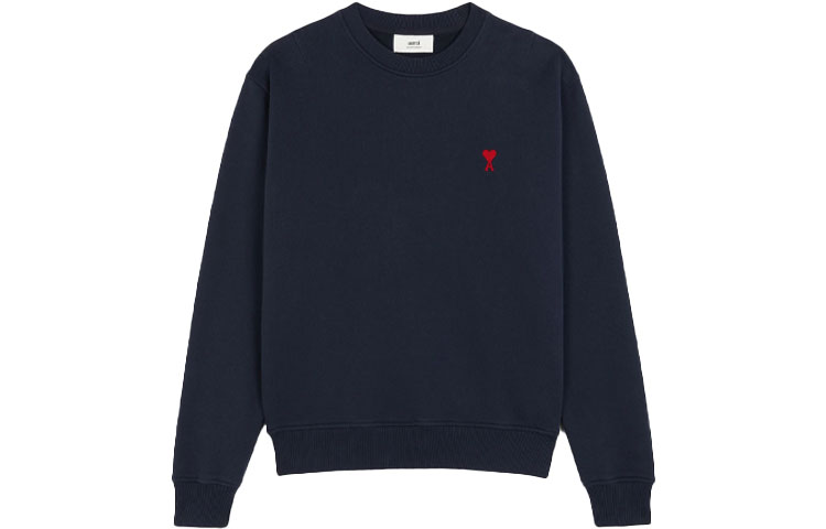AMI Paris FW21 Organic Cotton Navy Blue Long Sleeve Sweatshirt with Heart Logo. A21HJ007730-410 圖 2