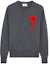 Buy AMI Paris FW21 ビッグハートロゴ ウールクルーネックニットセーター グレー. H21K009-018055
