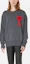 Shop AMI Paris FW21 ビッグハートロゴ ウールクルーネックニットセーター グレー. H21K009-018055