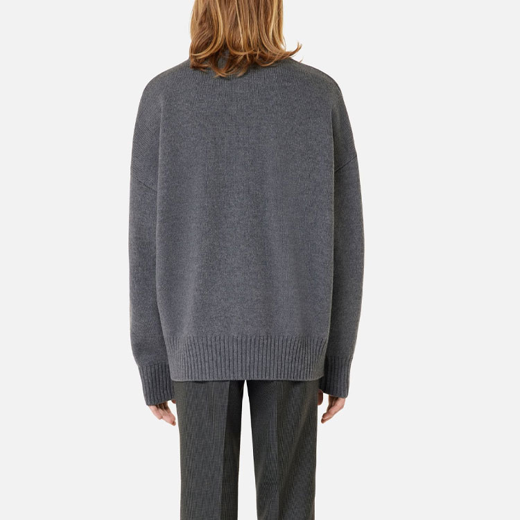 AMI Paris FW21 Oversized Red Heart Logo Wool Crewneck Knit Sweater Grey . H21K009-018055 圖 5