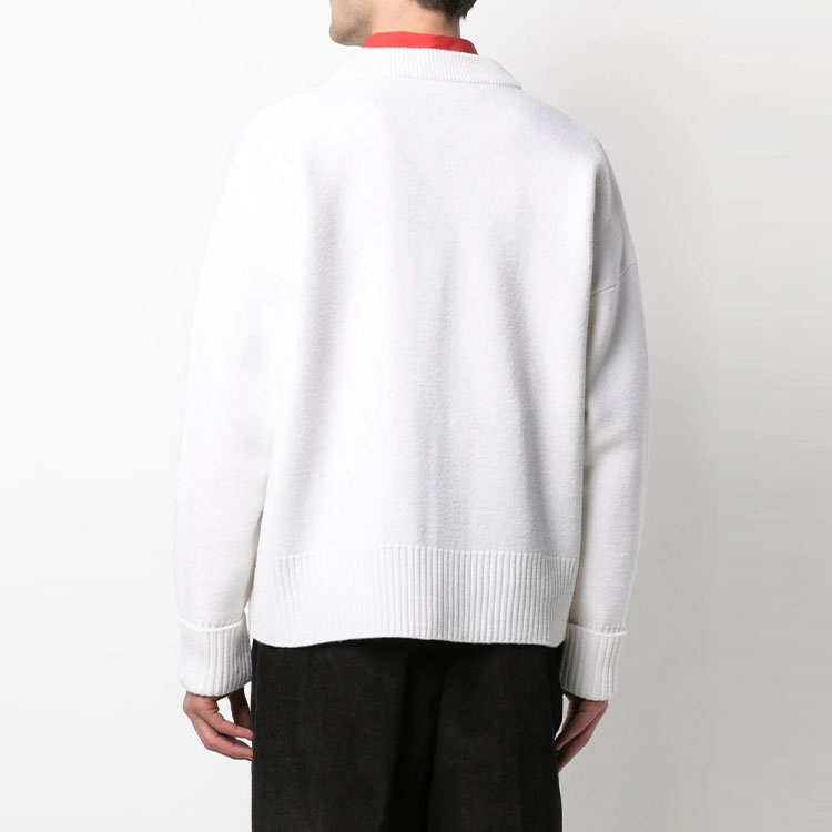 Details for AMI PARIS FW21 紅色心形標誌V領羊毛寬鬆針織開衫 白色 男款 H21K303018-100