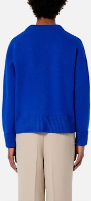 AMI Paris FW21 寬鬆V領羊毛心形標誌針織衫 - 藍色 H21K313-018490 Shop AMI Paris FW21 寬鬆V領羊毛心形標誌針織衫 - 藍色 H21K313-018490