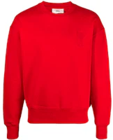 AMI PARIS FW21 Red Heart Logo Oversized Crewneck Sweatshirt A21HJ028747-600 AMI PARIS FW21 Red Heart Logo Oversized Crewneck Sweatshirt A21HJ028747-600