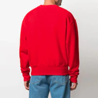 Shop AMI PARIS FW21 紅色心形Logo寬鬆版圓領長袖上衣 A21HJ028747-600