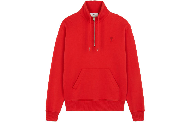 AMI PARIS FW21 Red Heart Logo Zip-Up Sweatshirt Jacket A21HJ009-730600