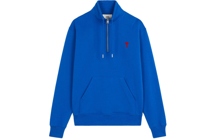 AMI PARIS FW21 Sea Blue Heart Logo Pullover Sweatshirt A21HJ009-730490